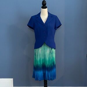 Julian Taylor Blue and Green Skirt Set Size 8